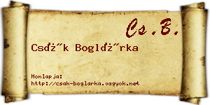 Csák Boglárka névjegykártya